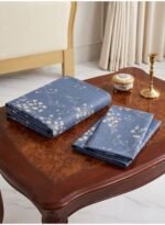 3-Piece Premium Quality 150 GSM Microfiber King Size Flat Bed Sheet Set - Dusty Blue with Delicate White Floral Vines, Includes 1 Flat Sheet (270x250 CM) & 2 Pillowcases (50x75 CM) - Image 2