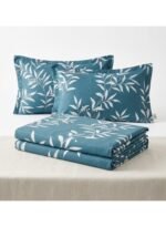 Ever Home Luxury Brushed Microfiber King Flat Sheet Set (270 x 250 CM) – Teal Green White Botanical Leaf Print with 2 Pillow Covers, Silky-Soft & Breathable Bedding - Image 4