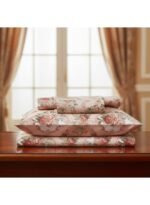 3-Piece King Size Bed Sheet Set - 150 GSM Premium Microfiber Bedding with Vintage Rose Damask Floral Print, Includes 1 Flat Sheet (270x250 CM) & 2 Matching Pillowcases (50x75 CM) - Image 3