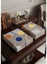 Ever Home Modern Abstract Geometric Circle Pattern Grey & Multi King Flat Bed Sheet Set, Luxury 125 GSM Soft Breathable Fabric, Designer Bedding with 2 Pillowcases, 270x240 CM - Image 3
