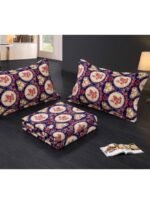 Ever Home Premium 125 GSM Ultra-Soft Flat Bed Sheet Set/Royal Blue & Gold Vintage Medallion Floral Print/Complete 3-Piece Bedding with 2 Pillow shams/King 270x240 CM - Image 3