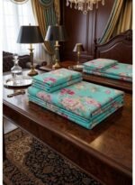 Ever Home Premium 125 GSM Ultra-Soft Flat Bed Sheet Set/Vibrant Turquoise Blue & Pink Peony Floral Botanical Print/Complete 3-Piece Bedding with 2 Pillow shams/King 270x240 CM - Image 3
