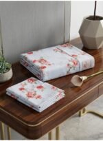 Vintage Elegance 150 GSM Microfiber King Flat Bed Sheet Set - 3-Piece Classic Floral Bedding with Red Roses on Pale Blue, Includes 1 Flat Sheet (270x250 CM) & 2 Pillowcases (50x75 CM) - Image 4
