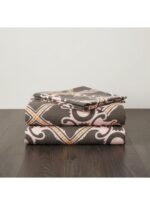 Ever Home Luxury Brushed Microfiber King Flat Bed Sheet Set (270 x 250 CM) – Taupe Brown & Pink Lattice Baroque Damask Print with 2 Pillow Covers, Silky-Soft & Breathable Bedding - Image 4