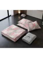 Ever Home Premium 125 GSM Ultra-Soft Flat Bed Sheet Set/Elegant Grey & Pink Fern Leaf Botanical Print/Complete 3-Piece Bedding with 2 Pillow shams/King 270x240 CM - Image 3