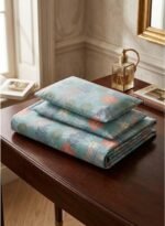 3-Piece King Size Bed Sheet Set - 150 GSM Premium Microfiber Bedding with Vibrant Floral & Botanical Print on Teal Blue, Includes 1 Flat Sheet (270x250 CM) & 2 Matching Pillowcases (50x75 CM) - Image 3