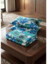 Ever Home Premium 125 GSM Ultra-Soft Flat Bed Sheet Set/Vibrant Turquoise Blue & Royal Blue Floral Botanical Print/Complete 3-Piece Bedding with 2 Pillow shams/King 270x240 CM - Image 2