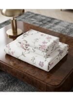 Exquisite 150 GSM Microfiber King Flat Bed Sheet Set - 3-Piece Botanical Bedding with Pink & Purple Rose Vines, Includes 1 Flat Sheet (270x250 CM) & 2 Pillowcases (50x75 CM) - Image 4
