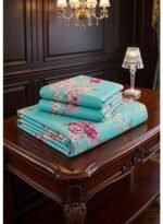 Ever Home Premium 125 GSM Ultra-Soft Flat Bed Sheet Set/Vibrant Turquoise Blue & Pink Peony Floral Botanical Print/Complete 3-Piece Bedding with 2 Pillow shams/King 270x240 CM - Image 2