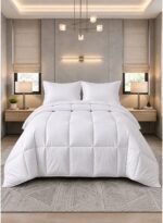 Ever Home 90 GSM Ultra-Soft Lightweight Comforter Set – King Size (220 x 240 CM), Solid White with 2 Pillow Covers & Storage Bag