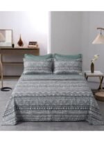 Ever Home 90 GSM Printed Microfiber Bedsheet Set - King Size (270 x 250 CM) with 2 Pillow Covers (50 x 75 CM), Modern Bohemian Geometric Pattern Soft Flat Bed Sheet, Grey - Image 2