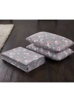 Ever Home Premium 125 GSM Ultra-Soft Flat Bed Sheet Set/Elegant Grey & Pink Blossom Floral Botanical Print/Complete 3-Piece Bedding with 2 Pillow shams/King 270x240 CM - Image 4