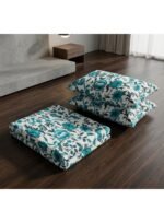 Ever Home 3-Piece Turquoise Floral Flat Sheet Set/Vivid Teal Blossom & Vine Botanical Print / 125 GSM Silk-Touch Breathable Fabric/King Size 270x240 CM with 2 Pillow Cases - Image 3
