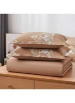 Ever Home Luxury Brushed Microfiber King Flat Sheet Set (270 x 250 CM) – Elegant Warm Beige Baroque Gold Border Print with 2 Pillow Covers, Silky-Soft & Breathable Bedding - Image 4