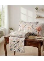 Ever Home 90 GSM Printed Microfiber Flat Bed Sheet Set - King Size (270 x 250 CM) with 1 Flat Sheet and 2 Pillow Covers (50 x 75 CM), Wildflower Meadow Pattern, Warm Taupe & Multi - Image 4