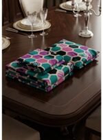 Ever Home Luxury 125 GSM Soft Breathable Flat Bed Sheet Set/Modern Geometric Honeycomb Pattern in Teal, Purple & Black/Includes 2 Matching Pillowcases/King Size 270x240 CM - Image 2