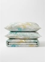 Ever Home Luxury Brushed Microfiber King Flat Sheet Set (270 x 250 CM) – Ethereal Teal & Gold Abstract Marbled Print with 2 Pillow Covers, Silky-Soft & Breathable Bedding - Image 3