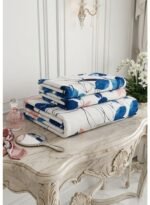 Ever Home Modern Watercolor Floral & Leaf Print Blue & Pink King Flat Bed Sheet Set, Luxury 125 GSM Soft Breathable Fabric, Designer Bedding with 2 Pillowcases, 270x240 CM - Image 2