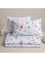 Ever Home Ultra-Soft Microfiber King Flat Sheet Set (270 x 250 CM) – Pastel Daisy & Wildflower Botanical Print with 2 Pillow Shams, Lightweight & Breathable All-Season Bedding - Image 3