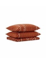 Ever Home Luxury Brushed Microfiber King Flat Sheet Set (270 x 250 CM) – Terracotta Orange Tribal Mudcloth Print with 2 Pillow Covers, Silky-Soft & Breathable Bedding - Image 5