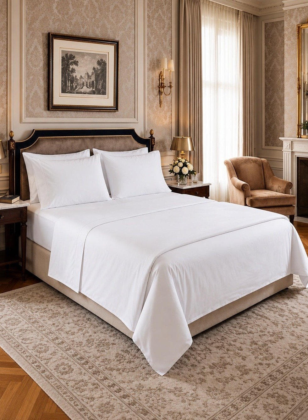 755ce25e-b0f1-4097-922b-a9695e5ab5e5.jpeg Premium King Flat Bed Sheet Set, 300 TC Soft & Breathable Fabric for Hotel-Quality Comfort, Solid Pure White, 280x270 CM - Image 1