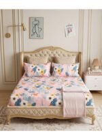 3-Piece King Size Flat Bed Sheet Set - 150 GSM Soft Microfiber Bedding with Vibrant Tropical Floral Print on Pink, Includes 1 Flat Sheet (270x250 CM) & 2 Pillowcases (50x75 CM) - Image 5