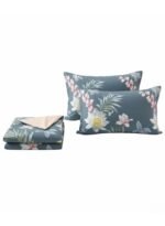 Ever Home Luxury Brushed Microfiber King Flat Sheet Set (270 x 250 CM) – Deep Blue Tropical Water Lily & Palm Leaf Print with 2 Pillow Covers, Silky-Soft & Breathable Bedding - Image 4