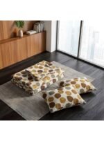 Ever Home 3-Piece Autumn Leaf Flat Sheet Collection/Warm Brown, Gold & Grey Round Foliage Motif / 125 GSM Lightweight Breathable Fabric/King Size 270x240 CM with 2 Pillow Cases - Image 5