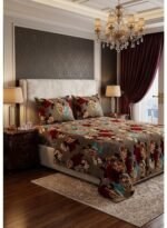 Ever Home Luxury 125 GSM Soft Breathable Flat Bed Sheet Set/Elegant Vintage Rose & Floral Pattern/Includes 2 Matching Pillowcases/King Size 270x240 CM