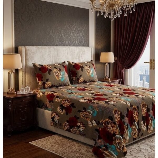 Ever Home Luxury 125 GSM Soft Breathable Flat Bed Sheet Set/Elegant Vintage Rose & Floral Pattern/Includes 2 Matching Pillowcases/King Size 270x240 CM