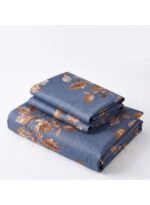 3-Piece King Size Bed Sheet Set - 150 GSM Premium Microfiber Bedding with Elegant Oak Leaf & Acorn Print on Denim Blue, Includes 1 Flat Sheet (270x250 CM) & 2 Matching Pillowcases (50x75 CM) - Image 5