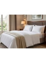 Premium King Flat Bed Sheet Set, 300 TC Soft & Breathable Fabric for Hotel-Quality Comfort, Solid Pure White, 280x270 CM - Image 3