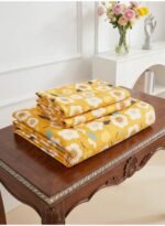 3-Piece Premium King Size Flat Bed Sheet Set - 150 GSM Soft Microfiber Bedding with Vibrant Sunlit Yellow Blossom Print, Includes 1 Flat Sheet (270x250 CM) & 2 Pillowcases (50x75 CM) - Image 3