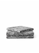 Ever Home Luxury Brushed Microfiber King Flat Sheet Set (270 x 250 CM) – Classic Grey Baroque Vintage Floral Damask Print with 2 Pillow Covers, Silky-Soft & Breathable Bedding - Image 3