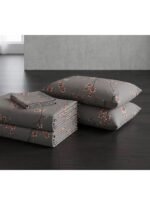 Ever Home 3-Piece Grey Cherry Blossom Flat Sheet Set/Delicate Japanese Sakura Branch Print / 125 GSM Silk-Touch Breathable Fabric/King Size 270x240 CM with 2 Pillow Cases - Image 2