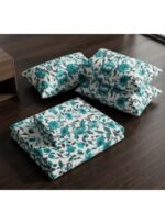Ever Home 3-Piece Turquoise Floral Flat Sheet Set/Vivid Teal Blossom & Vine Botanical Print / 125 GSM Silk-Touch Breathable Fabric/King Size 270x240 CM with 2 Pillow Cases - Image 4