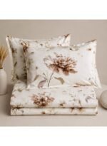 Ever Home Luxury Brushed Microfiber King Flat Sheet Set (270 x 250 CM) – Earthy Brown Peony Floral Botanical Print with 2 Matching Pillow Shams, Silky-Soft & Breathable Bedding - Image 3
