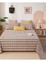Ever Home Luxury Brushed Microfiber King Flat Sheet Set (270 x 250 CM) – Classic Pink & Black Tartan Plaid Checkered Print with 2 Pillow Covers, Silky-Soft & Breathable Bedding - Image 2
