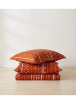 Ever Home Luxury Brushed Microfiber King Flat Sheet Set (270 x 250 CM) – Terracotta Orange Tribal Mudcloth Print with 2 Pillow Covers, Silky-Soft & Breathable Bedding - Image 3