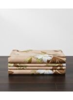 Ever Home Luxury Brushed Microfiber King Flat Sheet Set (270 x 250 CM) – Warm Beige Tropical White Blossom Botanical Print with 2 Pillow Covers, Silky-Soft & Breathable Bedding - Image 2
