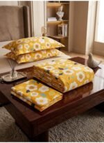 3-Piece Premium King Size Flat Bed Sheet Set - 150 GSM Soft Microfiber Bedding with Vibrant Sunlit Yellow Blossom Print, Includes 1 Flat Sheet (270x250 CM) & 2 Pillowcases (50x75 CM) - Image 6