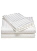 Elegant Hotel-Style King Flat Bed Sheet - Soft Fabric with 90GSM & 1cm Satin Stripes in Rich Royal White, 280x270 CM Set (White, King) - Image 4