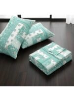 Ever Home 125 GSM Breathable Top Sheet Set/Mint Green & White Patchwork Floral Motif/Includes 2 Pillow Shams/King 270x240 CM - Image 2