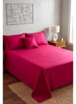 Ever Home 90 GSM Plain Microfiber Bedsheet Set - King Size (250 x 270 CM) with 2 Pillow Covers (50 x 75 CM), Ultra-Soft Hotel Quality Breathable Flat Bed Sheet, Magenta
