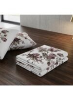 Ever Home 3-Piece Luxury Flat Sheet Package/Romantic Dusty Rose & Lilac Blossom Garden Design / 125 GSM Silk-Touch Breathable Fabric/King Size 270x240 CM with 2 Pillow Cases - Image 3