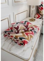 Ever Home Modern Multicolored Zig-Zag Chevron Pattern King Flat Bed Sheet Set, Luxury 125 GSM Soft Breathable Fabric, Designer Bedding with 2 Pillowcases, 270x240 CM - Image 4