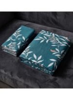 Ever Home Luxury Brushed Microfiber King Flat Sheet Set (270 x 250 CM) – Teal Green White Botanical Leaf Print with 2 Pillow Covers, Silky-Soft & Breathable Bedding - Image 3