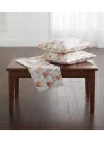 3-Piece King Size Bed Sheet Set - Premium Soft Cotton Bedding with Elegant Orange Floral Botanical Print, Includes 1 Flat Sheet & 2 Pillowcases (Cream/Orange) - Image 4