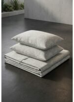 Ever Home 3-Piece Minimalist Grey Flat Sheet Set/Delicate White Twig & Vine Botanical Silhouette / 125 GSM Silk-Touch Breathable Fabric/King Size 270x240 CM with 2 Pillow Cases - Image 3