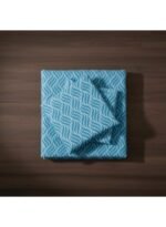Ever Home Luxury Brushed Microfiber King Flat Sheet Set (270 x 250 CM) – Sky Blue White Wavy Ripple Geometric Print with 2 Pillow Covers, Silky-Soft & Breathable Bedding - Image 2